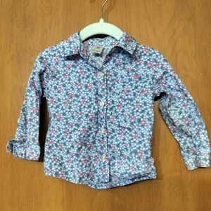 Carter's Floral Long Sleeved Button Down Shirt - Blue, Pink, & White 18M